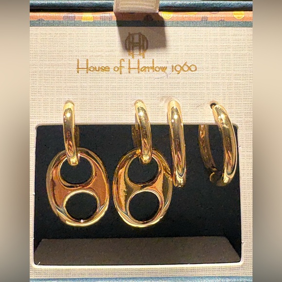 NWT House of Harlow 1960 Gold Earrings Duo - Picture 2 of 5